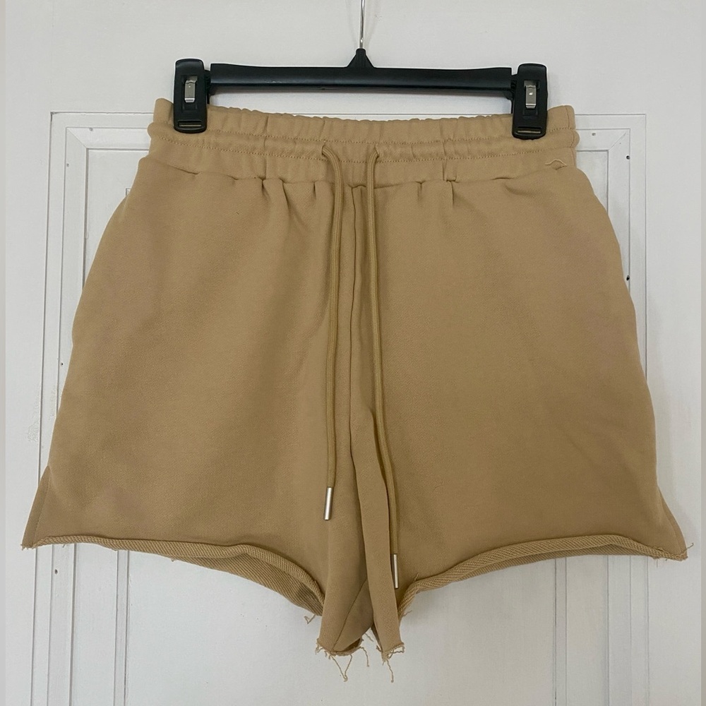 Tan Sweat Shorts with Elastic Waistband & Drawstring